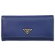 Prada Saffiano Triangle Continental Flap Wallet Black