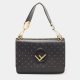 Fendi Black Studded Leather Kan I F Top Handle Bag