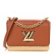 Louis Vuitton Calfskin Raffia Twist Shoulder Bag MM Caramel
