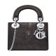 Dior Navy Deerskin Rose Lady Dior Mini
