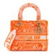 Dior De Jouy Reverse Embroidered Lady D-Lite Bag Fluorescent Orange