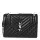 Saint Laurent Mixed Matelasse Triquilt Monogram Satchel Black Reps