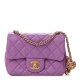 CHANEL Lambskin Quilted CC Pearl Crush Mini Rectangular Flap Purple