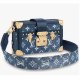 Louis Vuitton Unisex Petite Malle Box Handbag Blue Denim Monogram Canvas