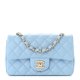 CHANEL Lambskin Quilted Mini Rectangular Flap Light Blue