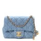 CHANEL Printed Denim Quilted Medium Double Flap Denim Blue