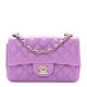 CHANEL Lambskin Quilted Mini Rectangular Flap Purple