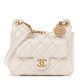 CHANEL Shiny Crumpled Calfskin Quilted Small Wavy CC Hobo White