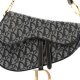 Dior Vintage Grey Diorissimo Monogram Canvas Saddle Bag with Gold Hardware