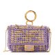 Fendi Raffia Vitello Grace FF Crochet Baguette Natural Black Paglia Reps