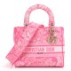 Dior De Jouy Reverse Embroidered Lady D-Lite Bag Fluorescent Pink