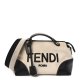 Fendi Canvas Vitello King Logo Embroidered Medium By The Way Boston Bag