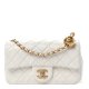 CHANEL Lambskin Quilted CC Pearl Crush Mini Rectangular Flap White