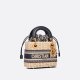 Dior Mini Lady Dior Bag Natural Wicker And Blue Dior Oblique Jacquard
