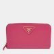 Prada Pink Saffiano Lux Leather Zip Around Wallet