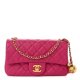 CHANEL Lambskin Quilted CC Pearl Crush Mini Rectangular Flap Fuchsia