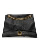 Balenciaga Crushed Calfskin Medium Crush Chain Bag Black