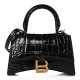 Balenciaga Metallic Shiny Crocodile Embossed Hourglass Replica