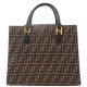 Fendi Zucca Canvas Leather Tote Bag