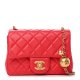 CHANEL Lambskin Quilted CC Pearl Crush Mini Rectangular Flap Red