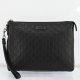 GUCCI Hand Bag Clutch Bag GG Leather Black