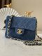 Chanel 1998 Vintage CF Blue Denim Mini Flap Chain Bag