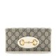 Gucci GG Supreme Monogram Horsebit 1955 Wallet Beige Ebony