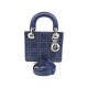 Dior Mini Lady Dior Handbag In Midnight Blue Satin Fabric And Rhinestones