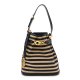 Raffia Medium C’est Chain Bucket Bag Natural Denim Blue