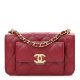CHANEL Caviar Quilted Pocket Twins Clutch With Chain Burgundy