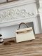 Hermes Mini Kelly II Handbag in Craie and Gris Pale Epsom Leather with Gold Hardware