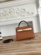 Hermes Mini Kelly II Handbag in Golden Brown and Craie Epsom Leather with Gold Hardware
