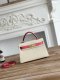 Hermes Mini Kelly II Handbag in Craie and Rose Azalee
