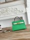 Hermes Mini Kelly II Handbag in Vert Comics and Craie