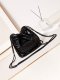 chanel 22 bag so black shiny Calfskin black hardware mini