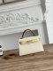 Hermes Mini Kelly II Handbag in Craie Sesame and Jaune Poussin