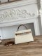 Hermes Mini Kelly II Handbag in Craie and Gris Pale Epsom Leather with Silver Hardware