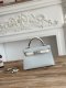 Hermes Mini Kelly II Handbag in Bleu Brume and Craie Epsom Leather with Silver Hardware