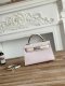 Hermes Mini Kelly II Handbag in Mauve Pale and Craie Epsom Leather with Silver Hardware