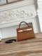 Hermes Mini Kelly II Handbag in Golden Brown and Craie