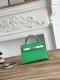 Hermes Mini Kelly II Handbag in Vert Comics and Craie