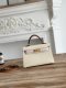 Hermes Mini Kelly II Handbag in Craie Golden Brown amd Mauve Pale