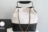 chanel 25A hobo bag?black & white Grained Lambskin & Glazed Calfskin Contrast Panels?gold hardware