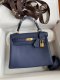 Hermes Kelly 25 Togo Handbag in Blue Saphir