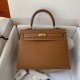 Hermes Epsom Kelly Sellier 25 Handbag in Golden Brown