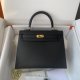 Hermes Epsom Kelly Sellier 25 Handbag in Black