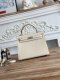 Hermes Mini Kelly II Epsom Handbag in Craie Silver Hardware