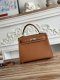 Hermes Mini Kelly II Epsom Handbag in Golden Brown Silver Haredware
