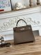 Hermes Mini Kelly II Epsom Handbag in Etoupe Silver Hardware