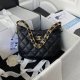 chanel 22k hobo bag black shiny lambskin gold hardware small